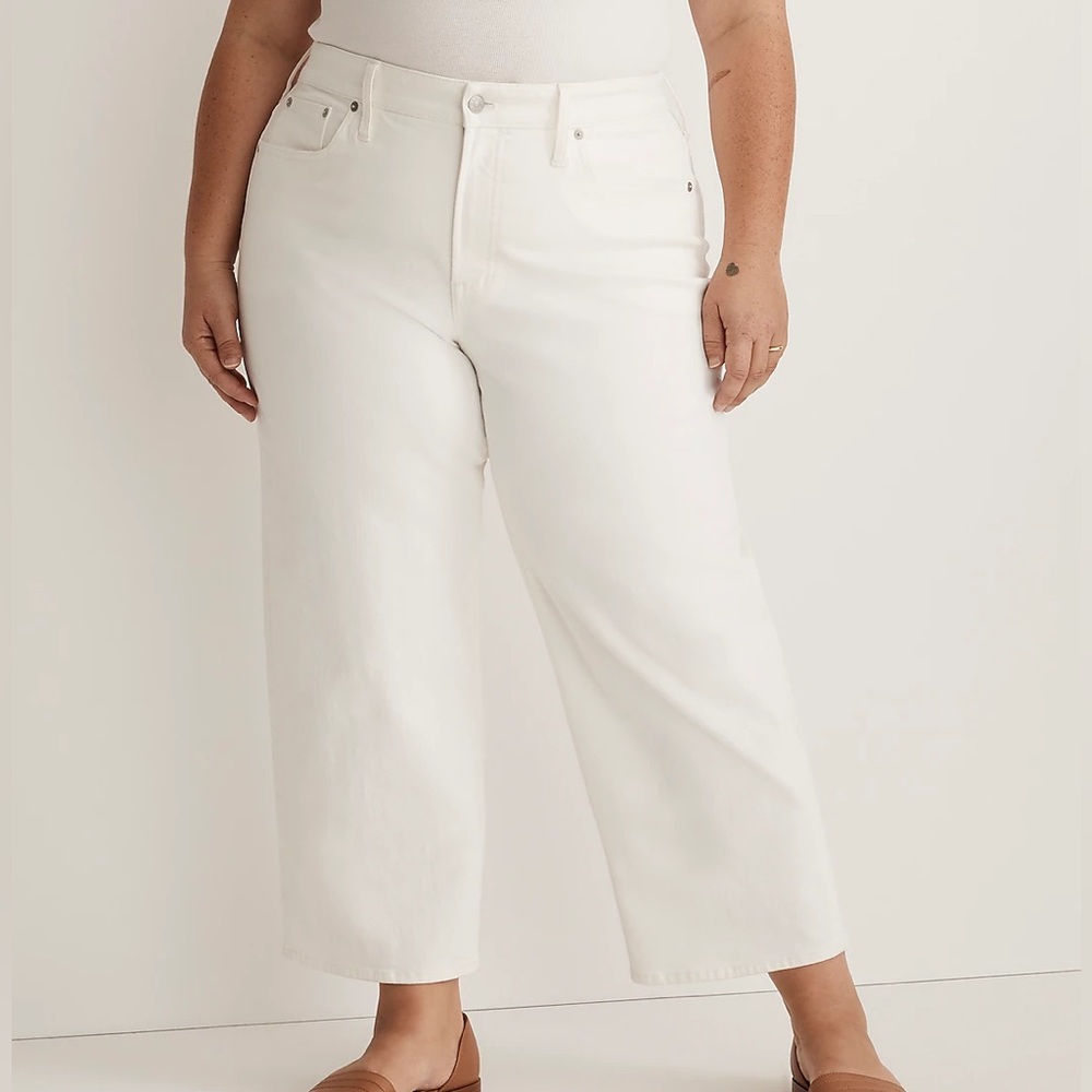 Madewell The Plus Perfect Vintage Wide-Leg Crop Jean in Tile White Size 24W